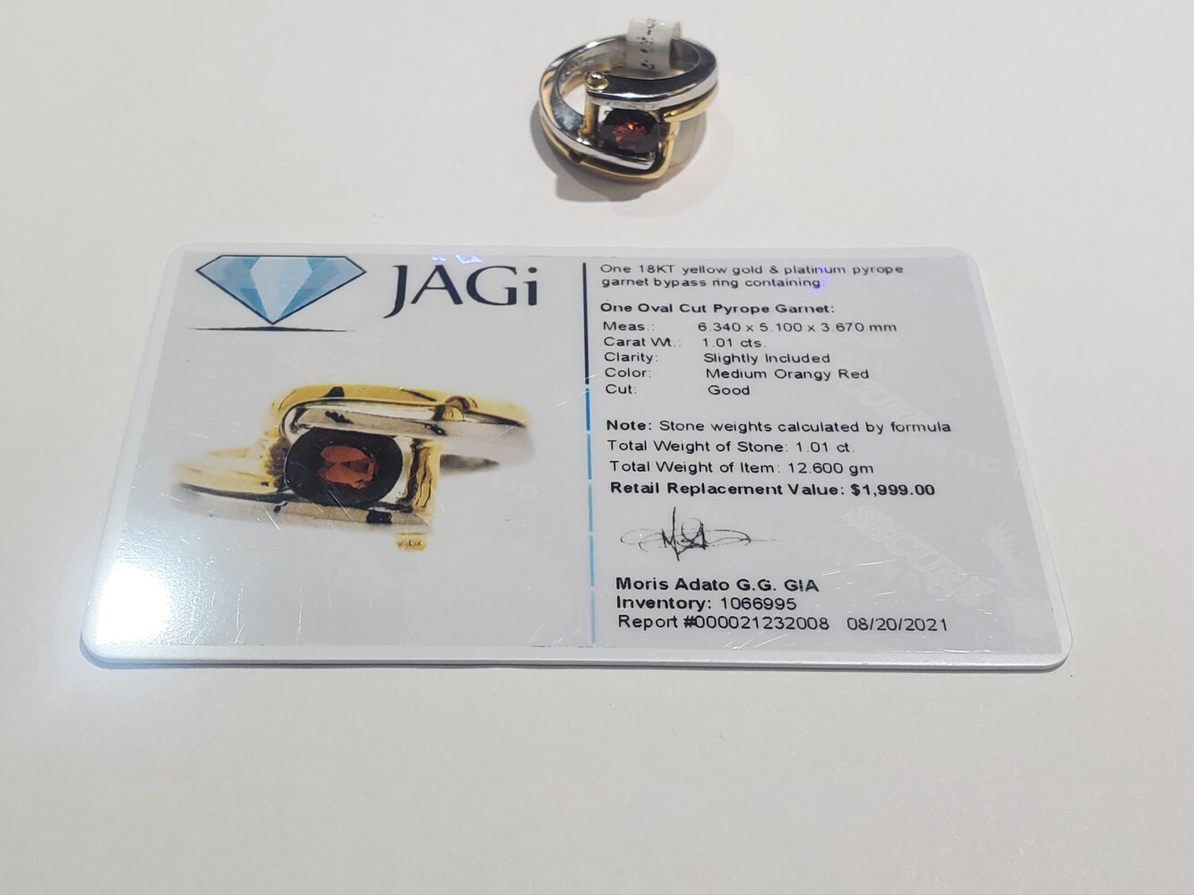 18kt Yellow Gold & Platinum Garnet Ring 