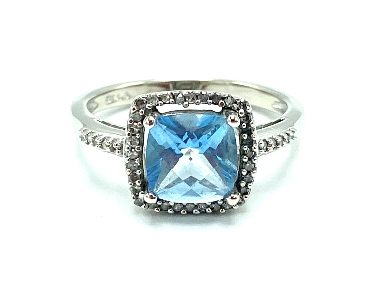 Topaz & Diamond 10KT White Gold Ring | Sterling & Knight Jewelry & Pawn