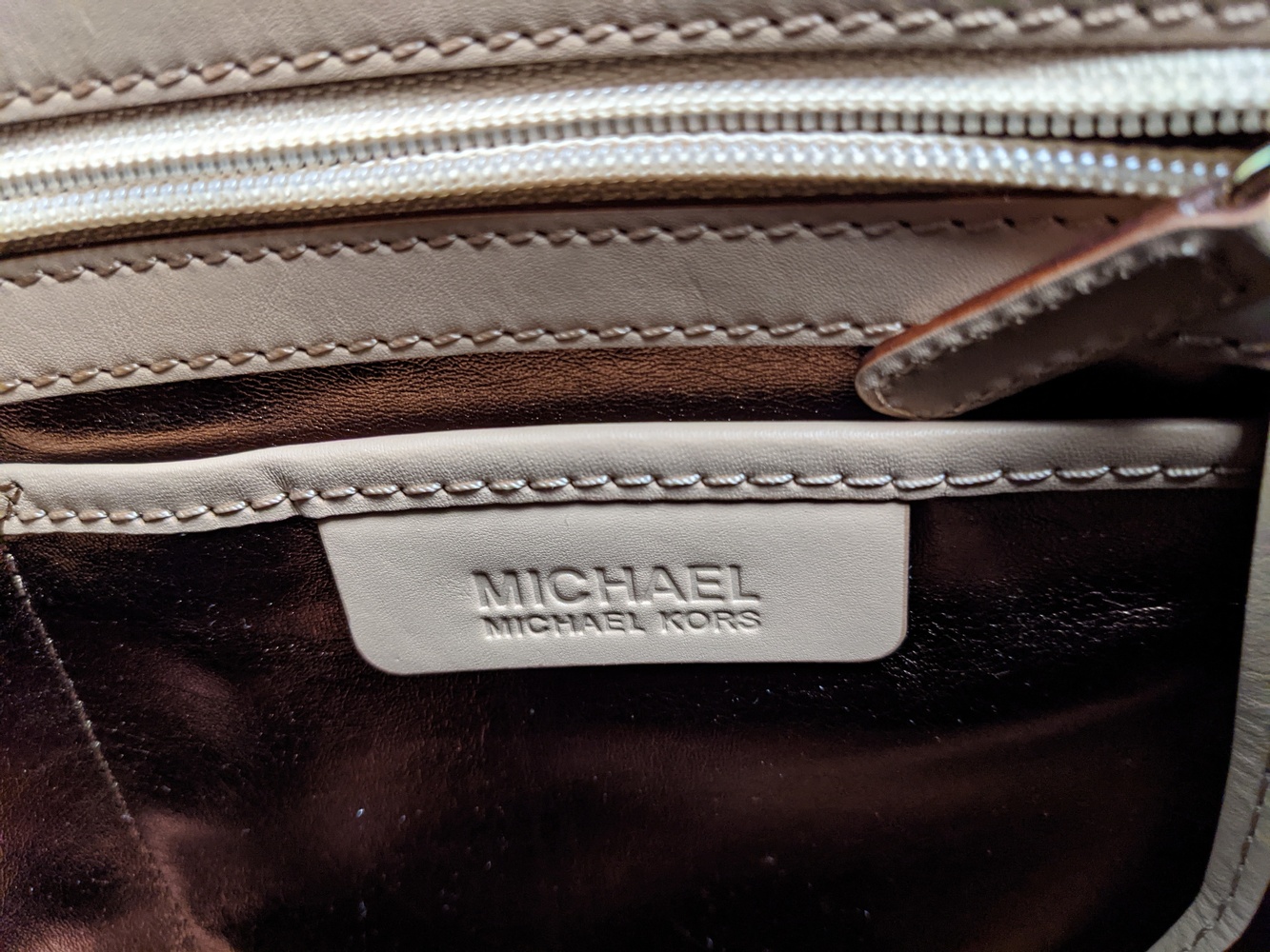 Michael kors gold mirror signature purse 