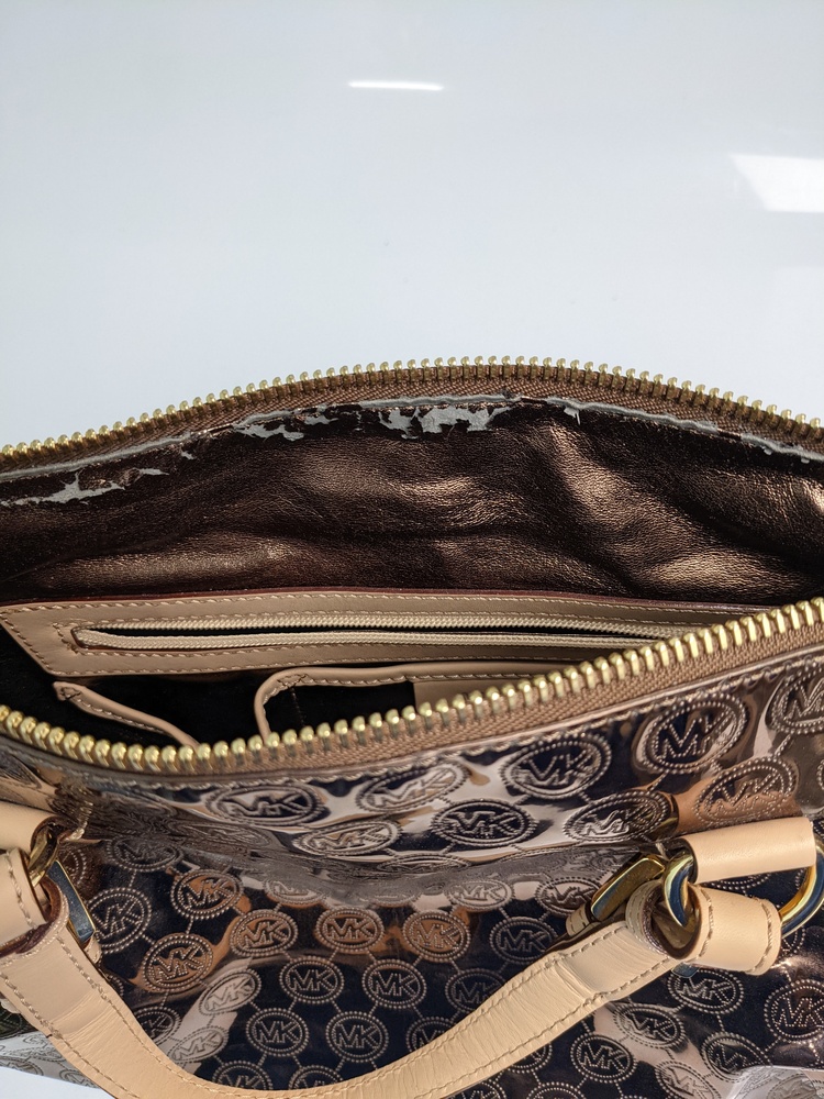 Michael kors gold mirror signature purse 
