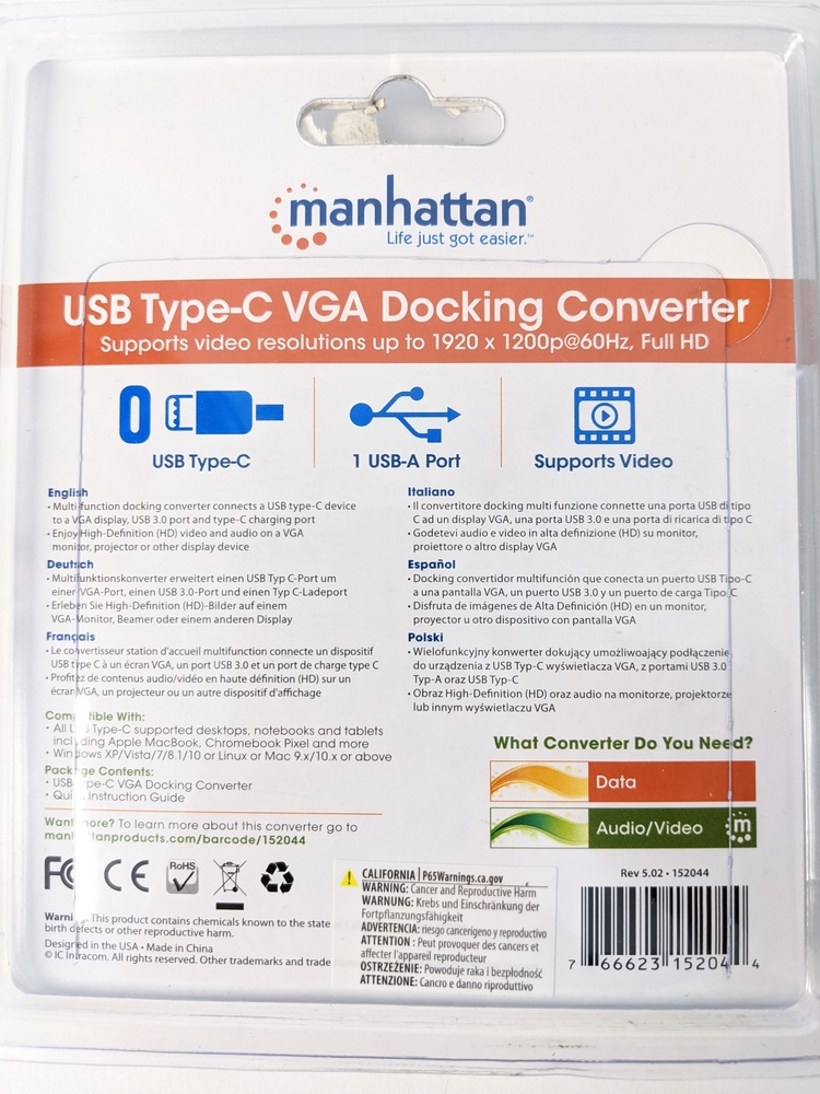 SuperSpeed USB-C VGA Docking Converter