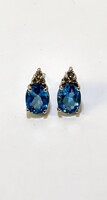 14k Blue Topaz and Diamond Earrings