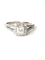  14kt White Gold Diamond Halo Engagement Ring .75cttw