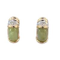  14kt Yellow Gold Jade & Diamond Earrings 