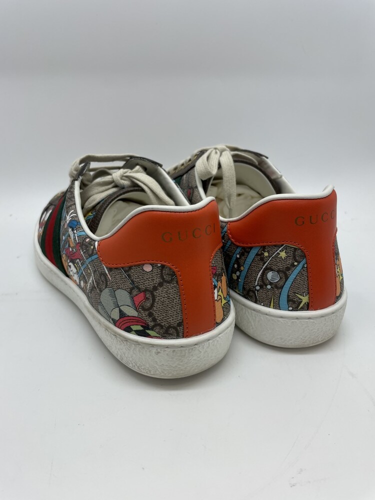 Gucci Disney Collaboration Donald Duck Sneakers Size 6.5 White/Green/Red 649399 Leather Rubber
