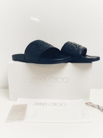 Jimmy Choo Blue Leather Slides