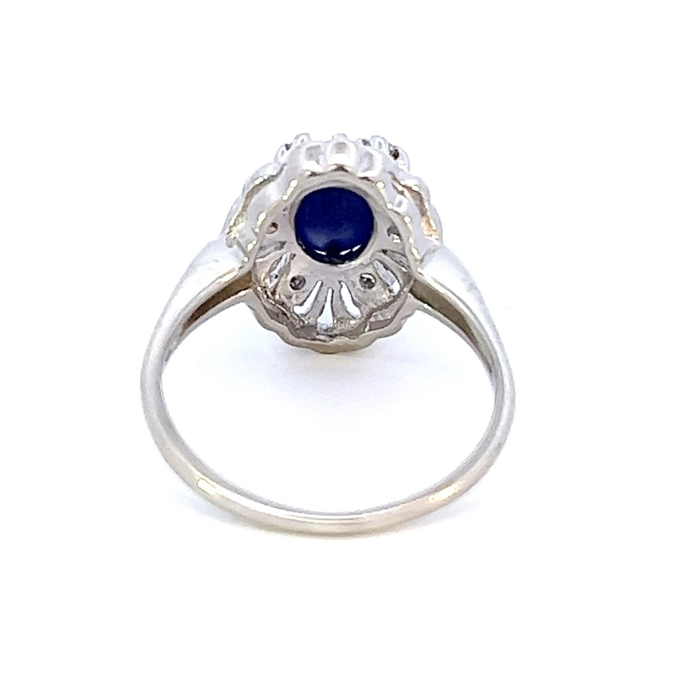  14kt White Gold .15ct tw Diamond & Star Sapphire Ring Size 7
