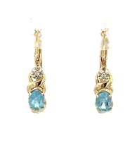  14kt Yellow Gold Blue Topaz & Diamond Earrings