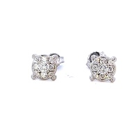  14kt White Gold .36ct tw Diamond Cluster Earrings
