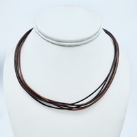  14kt Yellow Gold Six Strand Leather Necklace