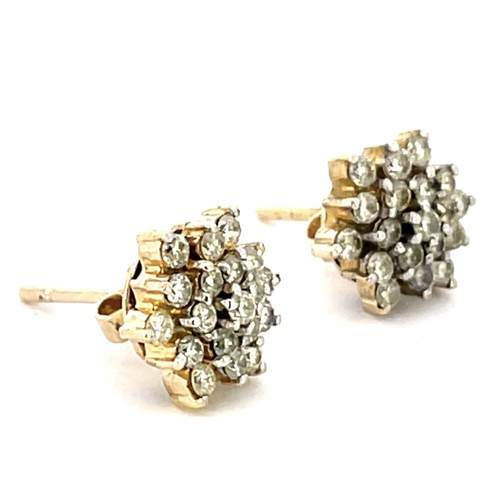  14kt Yellow Gold 1.00ct tw Diamond Cluster Earrings