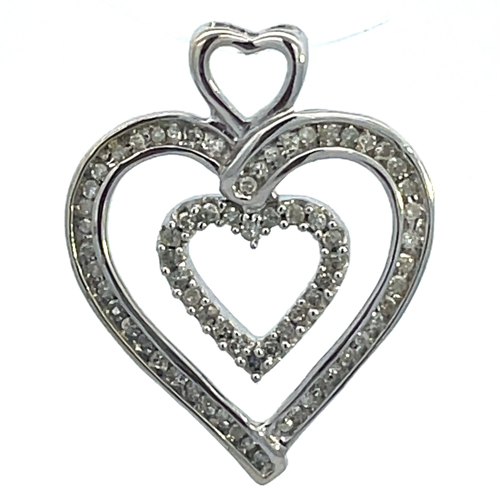 10kt White Gold .25ct tw Diamond Heart Pendant 