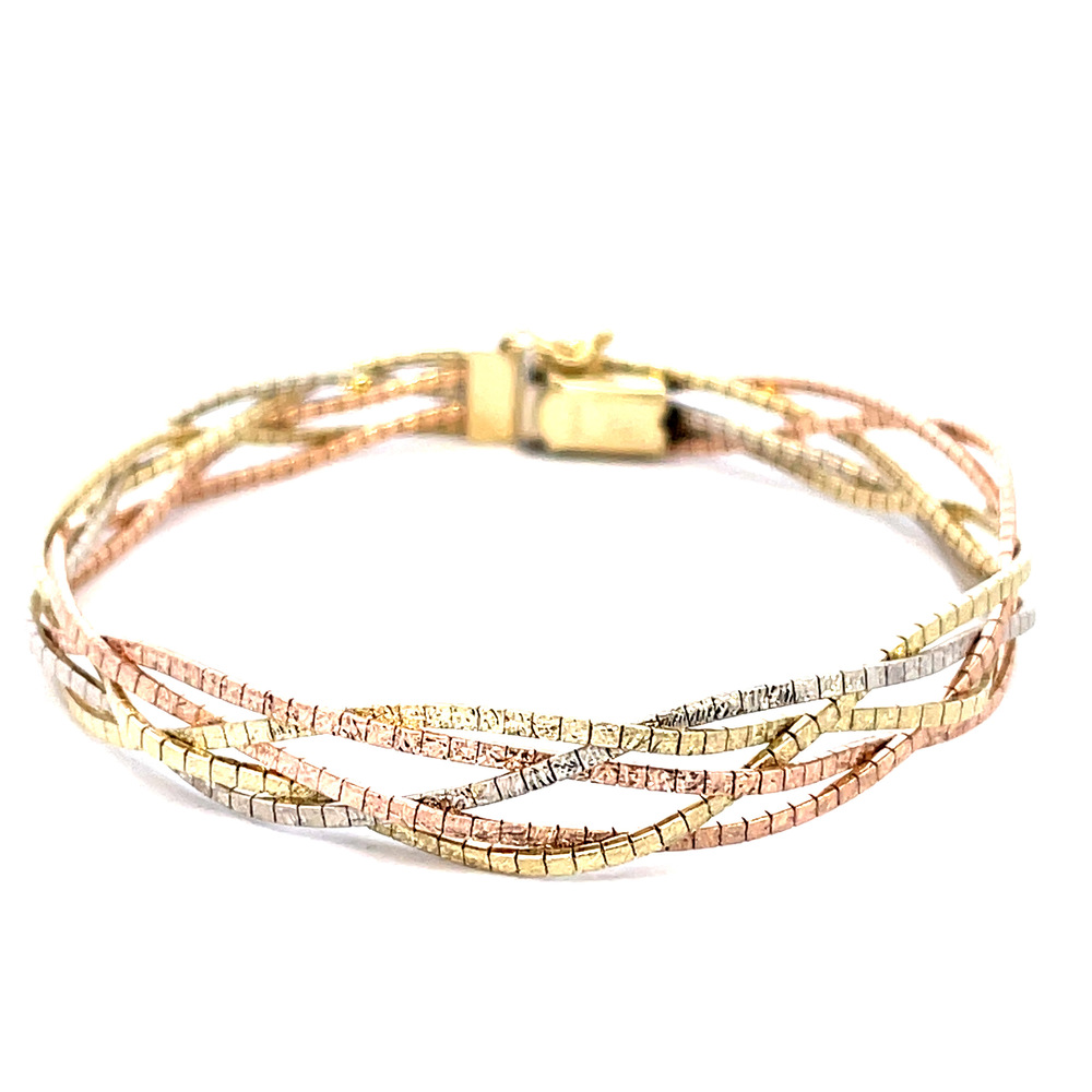  14kt Tri Color Weave Bracelet