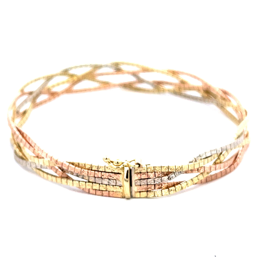  14kt Tri Color Weave Bracelet