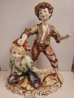 Porcelain Capodimonte: Figurine Boys Fishing 1782