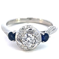  14kt White Gold .66ct tw Diamond & Sapphire Vera Wang Engagement Ring