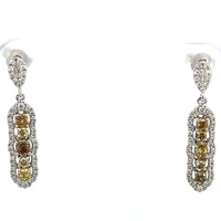  14kt White Gold .75ct tw Diamond Earrings (Yellow & White Diamonds)