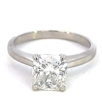 14KT White Gold Solitaire Ring (2.02ct Cushion Cut H VS2)