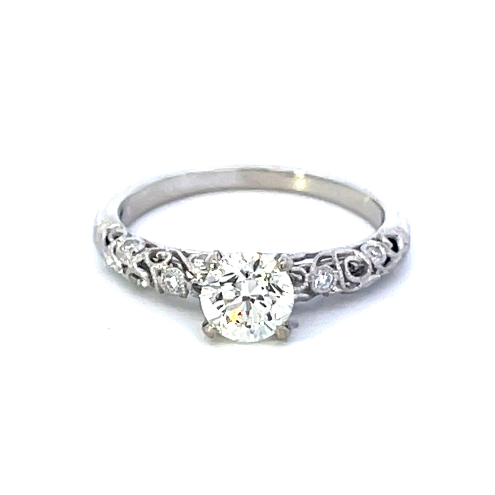  14kt White Gold .10ct tw Diamond Engagement Ring (1.00ct Center Diamond SI3 J)