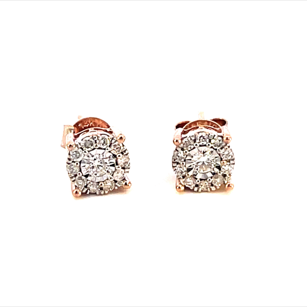 14kt Rose Gold .36ct tw Diamond Cluster Earrings 