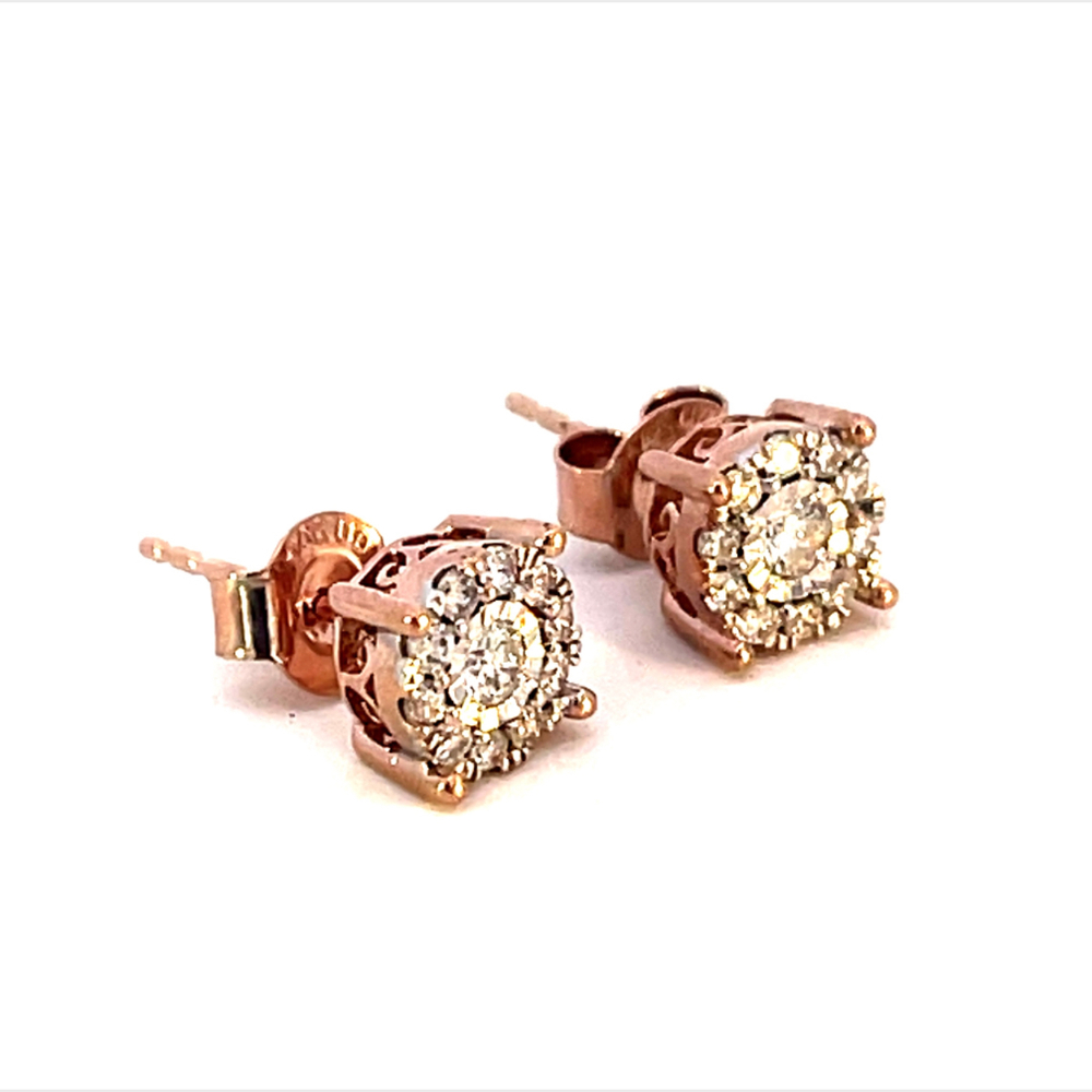 14kt Rose Gold .36ct tw Diamond Cluster Earrings 