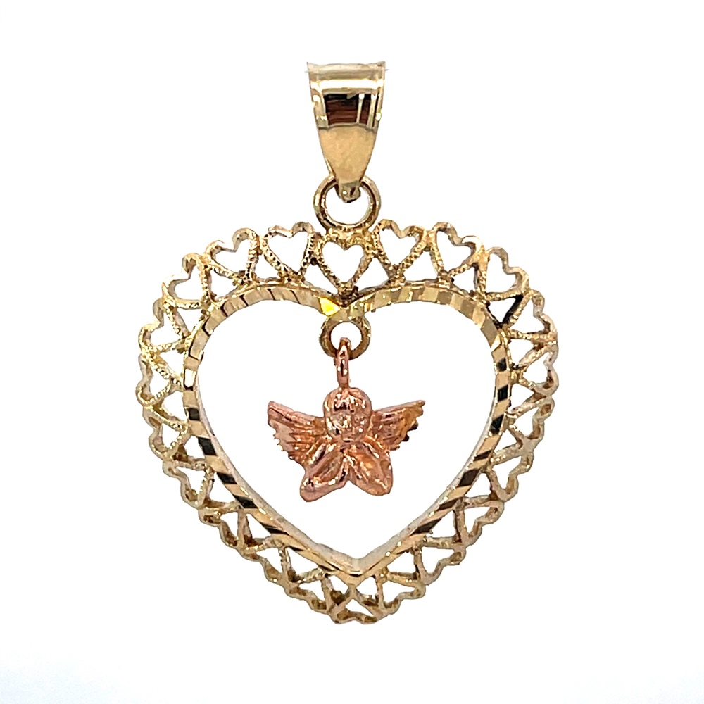  14kt Yellow Gold Heart with Angel