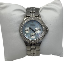 Fossil Blue Crystal Stainless Steel Back Wrist Watch BQ-9111