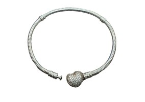  Pandora CZ Bracelet (Rose Gold Heart) 7 inches 