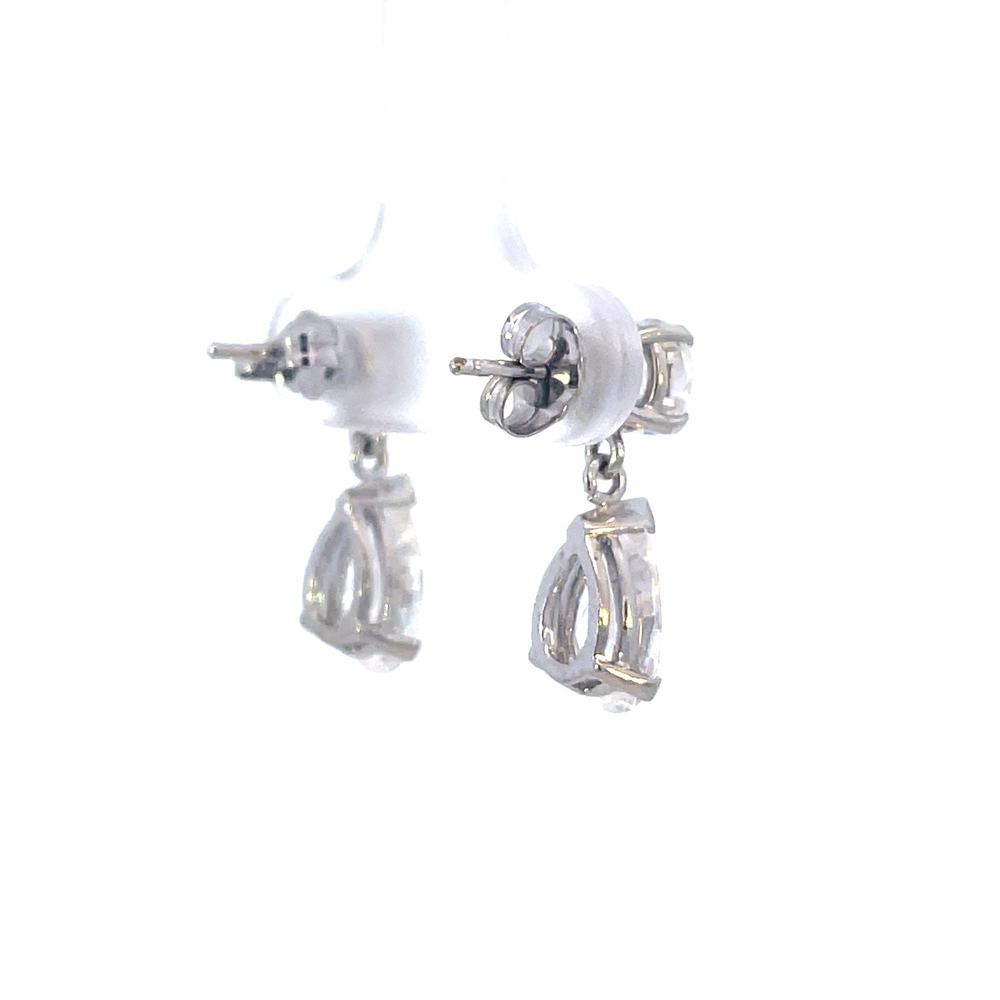 14kt White Gold CZ Dangle Earrings