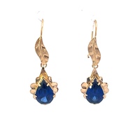  14kt Yellow Gold Blue Stone Dangle Earrings 