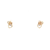  10kt Yellow Gold CZ Heart Earrings
