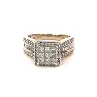  10kt Yellow Gold 1.00ct tw Diamond Cluster Ring