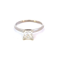  14kt White Gold Solitaire Ring (1.00ct Princess Cut Diamond VS2 H)