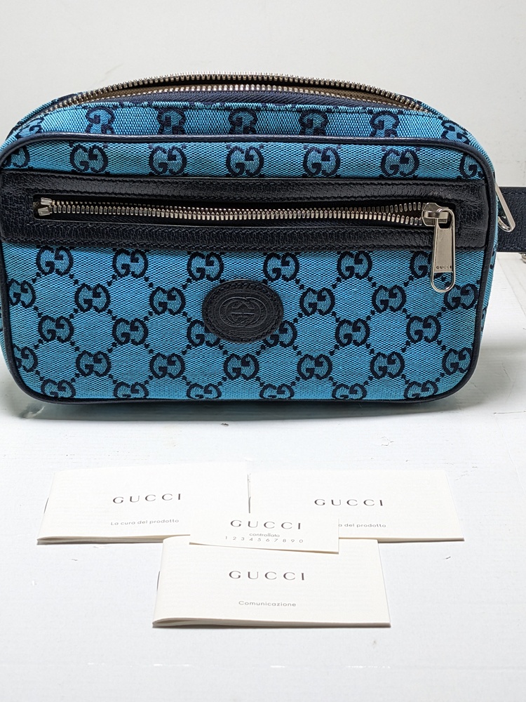 GG Canvas Belt in Blue - Gucci