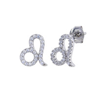 Sterling CZ Leo Zodiac Sign Earrings