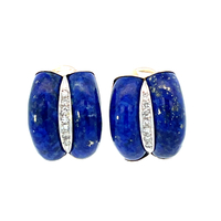 14kt Yellow Gold .21ct Diamond And Blue Stone Earrings 