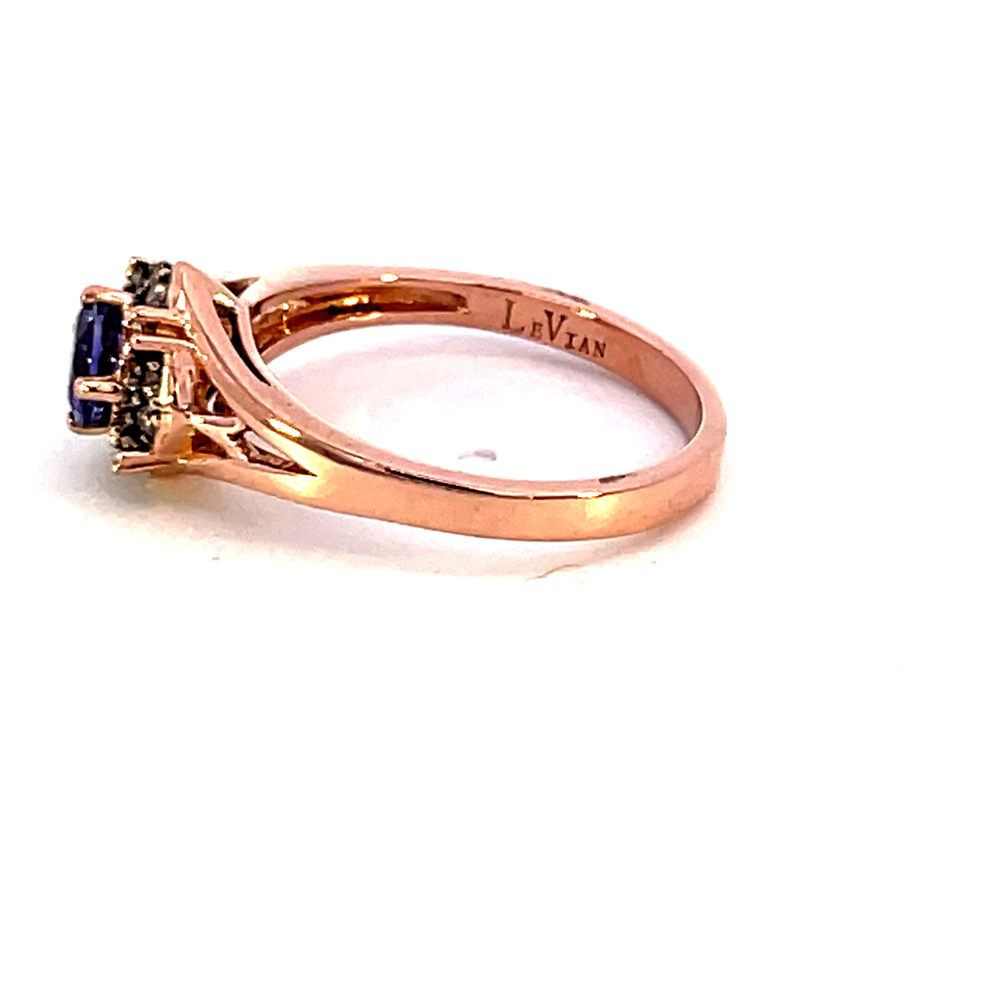  14kt Rose Gold LeVian .12ct tw Diamond & Tanzanite Ring 6.75