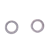 Pandora Sterling Circle CZ Earrings 
