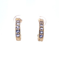  14kt Yellow Gold Tanzanite Hoop Earrings 