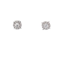 10kt White Gold .25ct tw Diamond Cluster Earrings W/ Certification