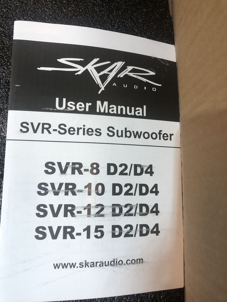 SKAR  SVR-10 D2/  1 SINGLE SUBWOOFER / OPEN BOX NEW 