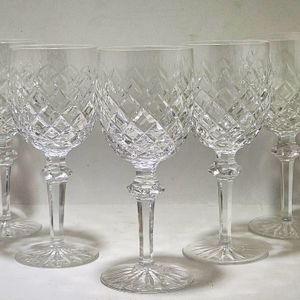 5x Waterford Crystal Powerscourt Goblets 7 3/8" Claret Wine EUC