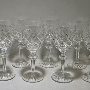 Waterford Crystal Powerscourt Wine Glass 7" Claret Goblet EUC set of 8