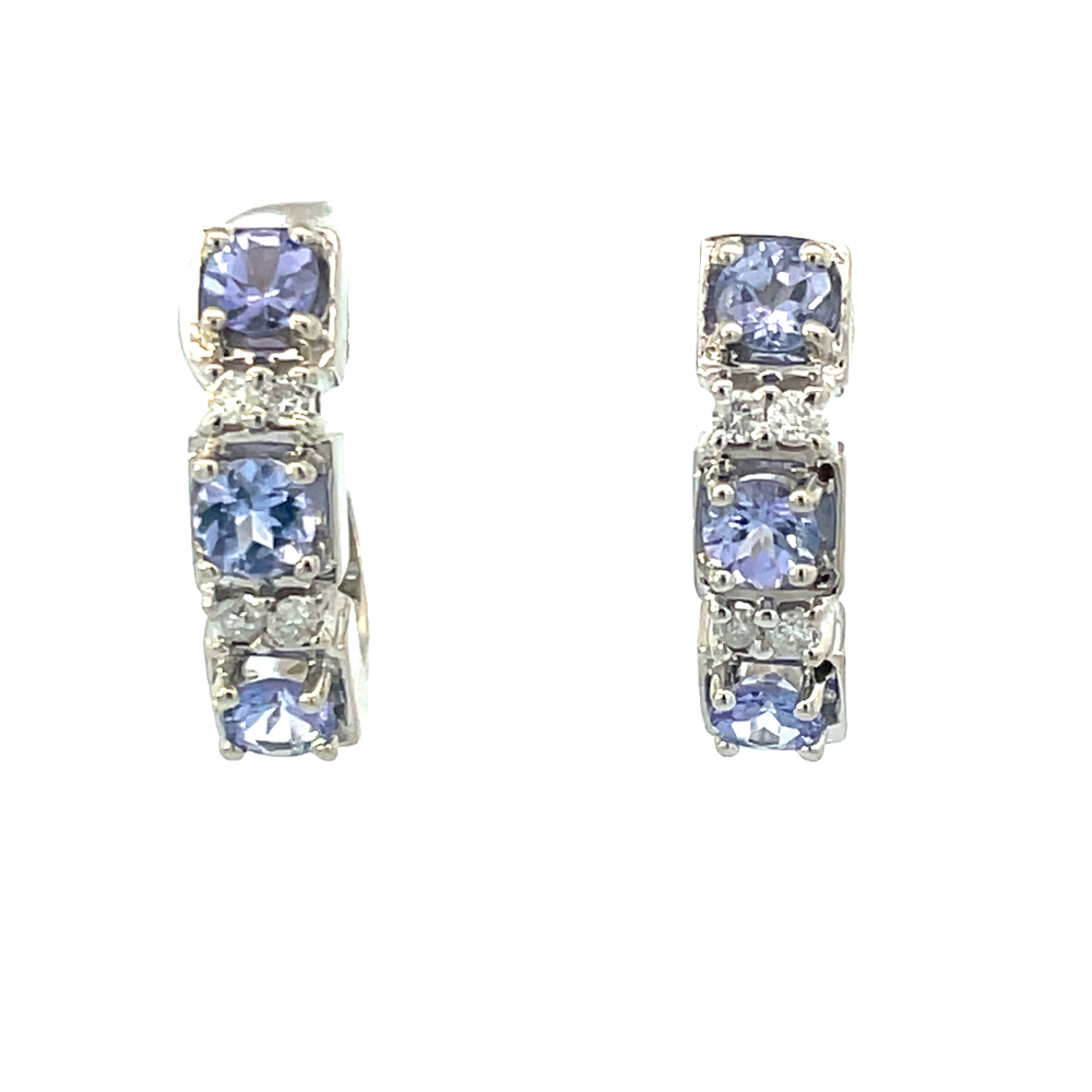  14kt White Gold .20ct tw Diamond & Tanzanite Earrings