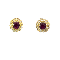 14kt Yellow Gold .12ct Diamond & Ruby Earrings