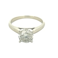 14kt White Gold Solitaire Diamond 1.18ct Round Ring
