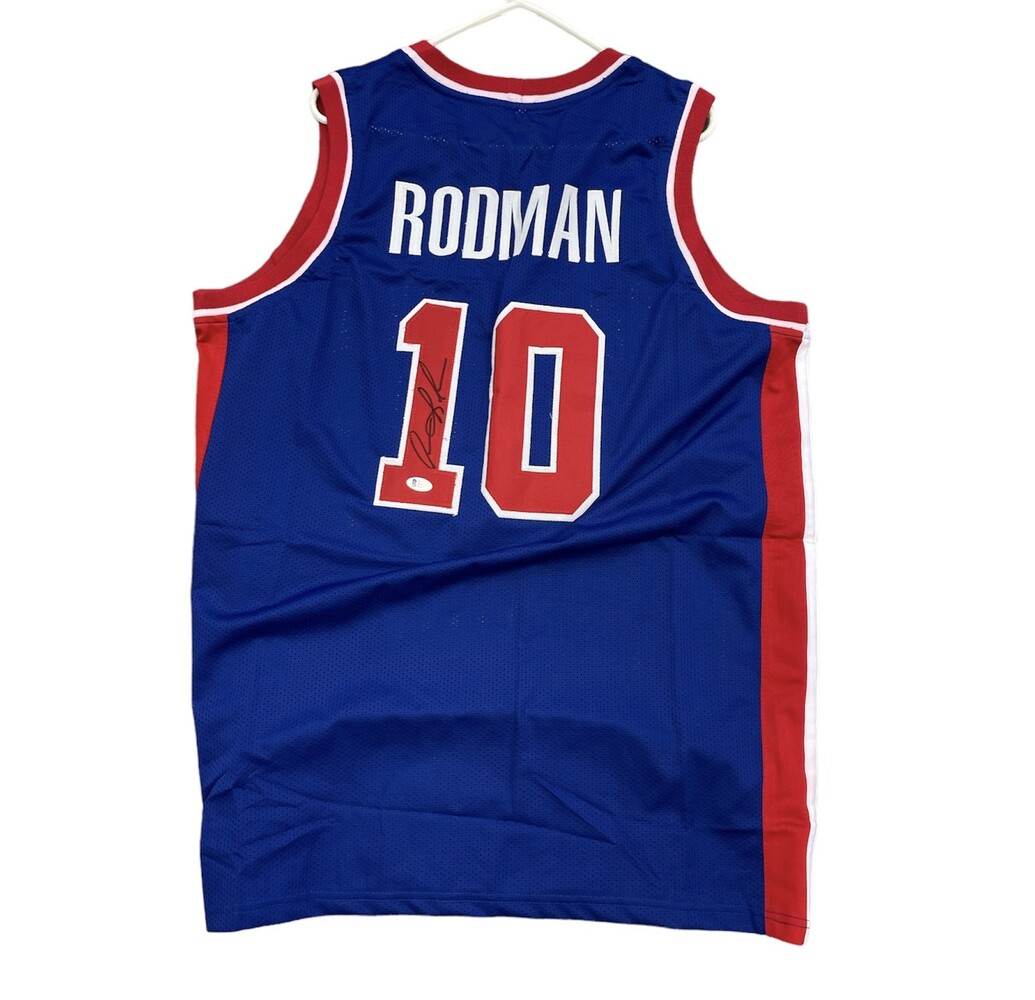 Dennis Rodman Signed Jersey Detroit Pistons Authentic Beckett COA