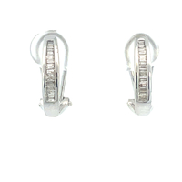 10kt White Gold .32ct Diamond Hoop Earrings 