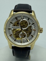 Bulova 97A138 Sutton Skeleton Automatic 21j Watch Gold Plated  