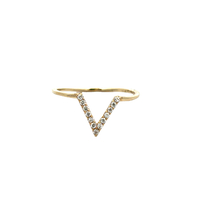 10kt Yellow Gold CZ "V" Ring